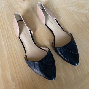 Tommy Hilfiger NudeBlack Leather Pointed Flats 8.5